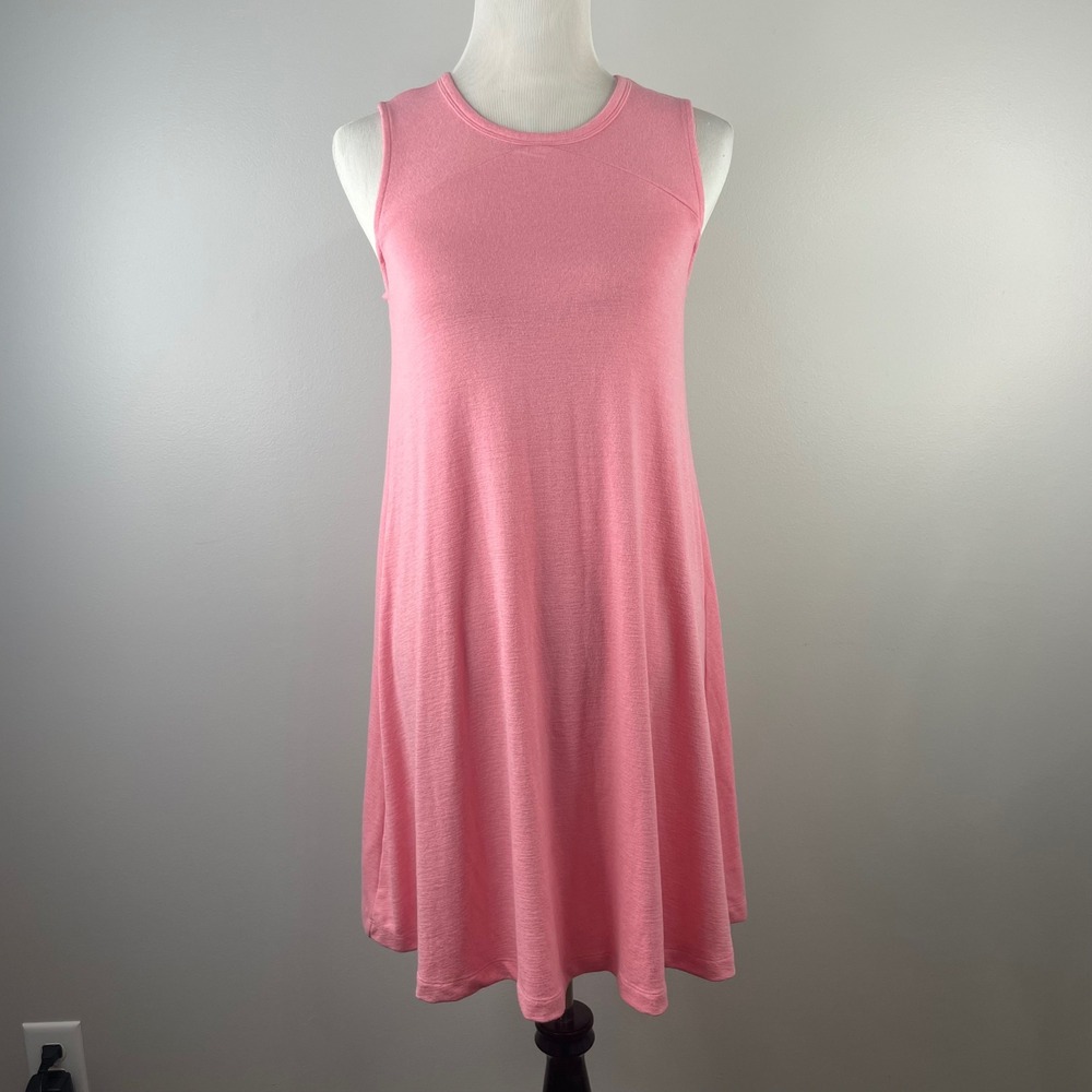 Gap Factory Softspun Sleeveless Swing Dress Coral‎ Frost Pink Cutout Back S NEW